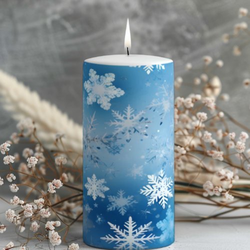 Frosty Snowflakes  Pillar Candle