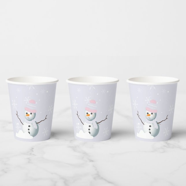 Frosty snowflakes snowman Birthday Party Paper Cups (Multi)