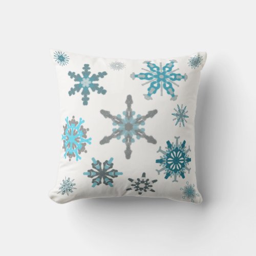 Frosty snowflakes throw pillow