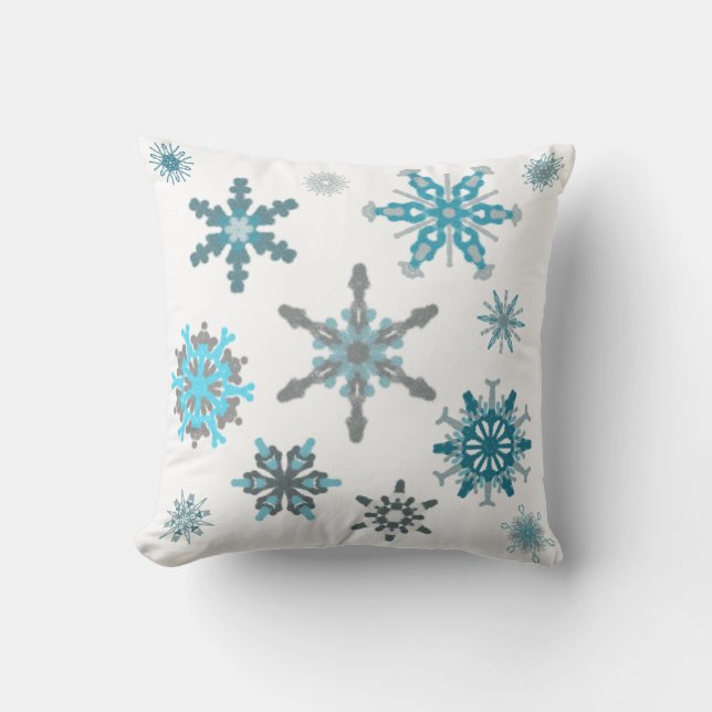 Frosty snowflakes throw pillow (Front)