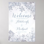 Frosty Snowflakes Wedding Welcome Poster at Zazzle