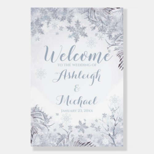 Frosty Snowflakes Wedding Welcome Sign