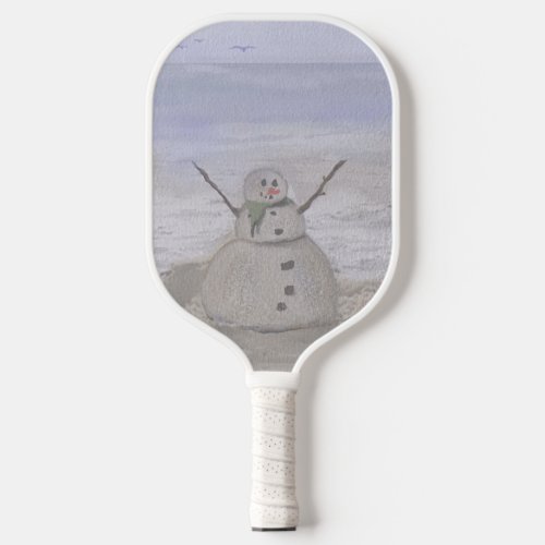 Frosty Snowman At The Beach Pickleball Paddle