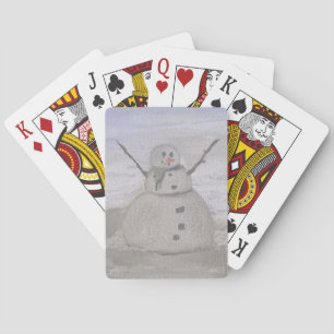 Frosty Snowman At The Beach Poker Cards