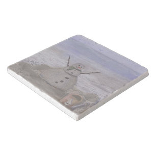 Frosty Snowman At The Beach Trivet