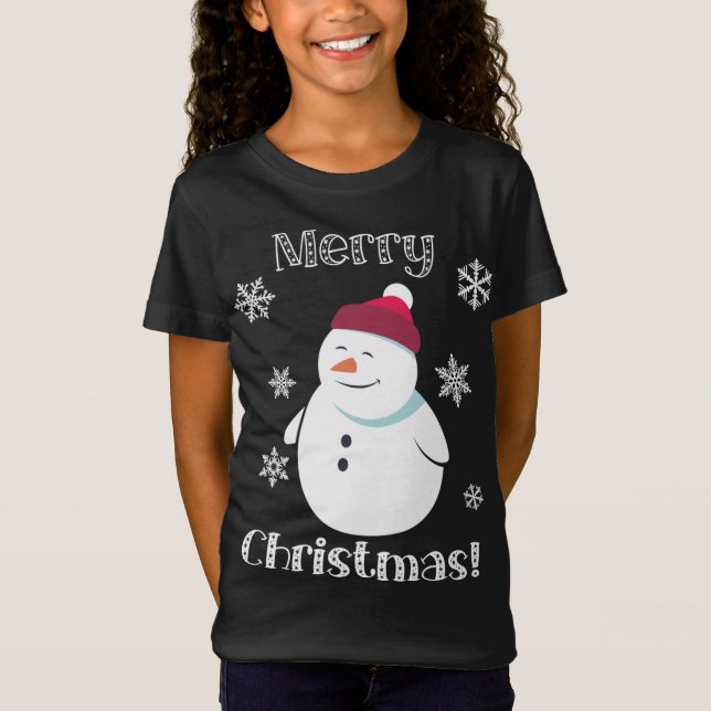 Frosty Snowman Cute Animal Merry Christmas T-Shirt (Front)