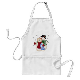 Frosty Snowman Family - Blue Adult Apron