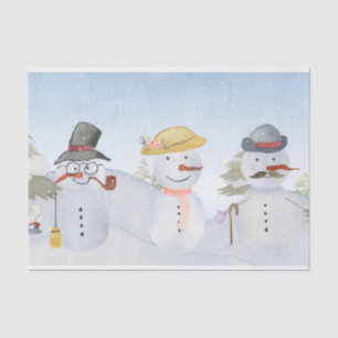 Frosty Snowman & Friends Winter Snow Scene Tissue Paper