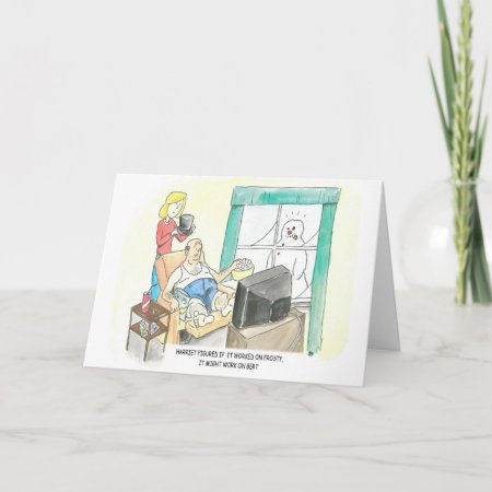 Frosty Snowman Hat On Bert Humorous Holiday Card