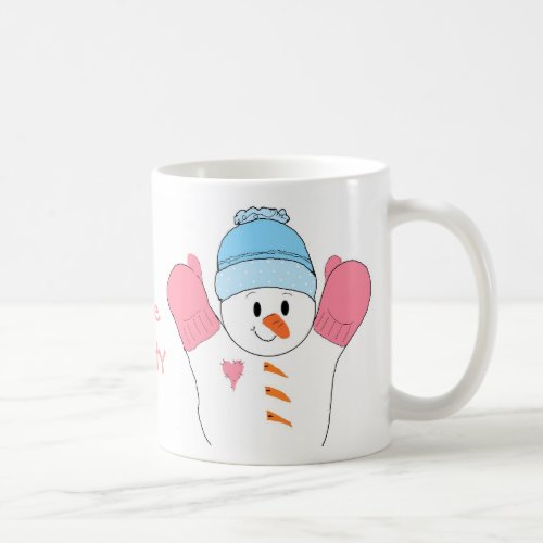 Frosty Snowman in Pink Coffee Mug