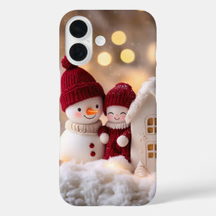 Frosty Snowman Siblings Winter Joy iPhone 16 Case