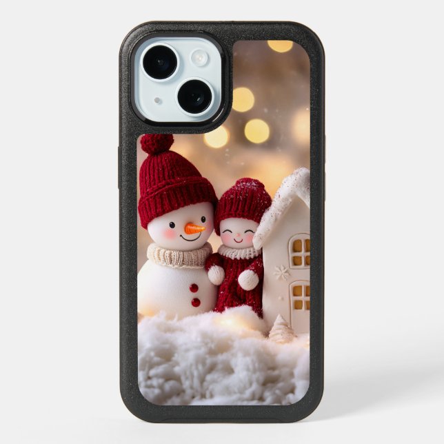 Frosty Snowman Siblings Winter Joy iPhone 15 Case (Back)