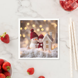Frosty Snowman Siblings Winter Joy Napkins