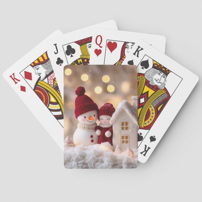 Frosty Snowman Siblings Winter Joy Poker Cards (Back)