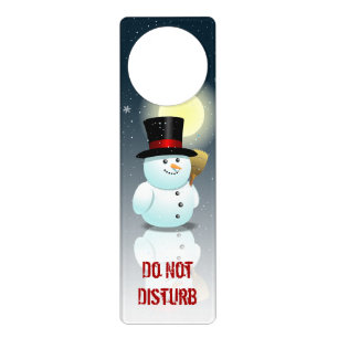 Frosty Snowman With Black Top Felt Hat Door Hanger