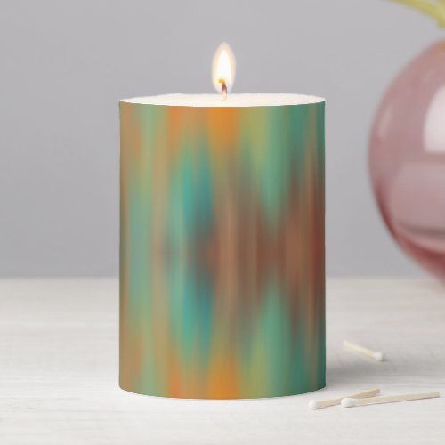 Frosty Southwestern Glass Abstract Pattern Pillar Candle