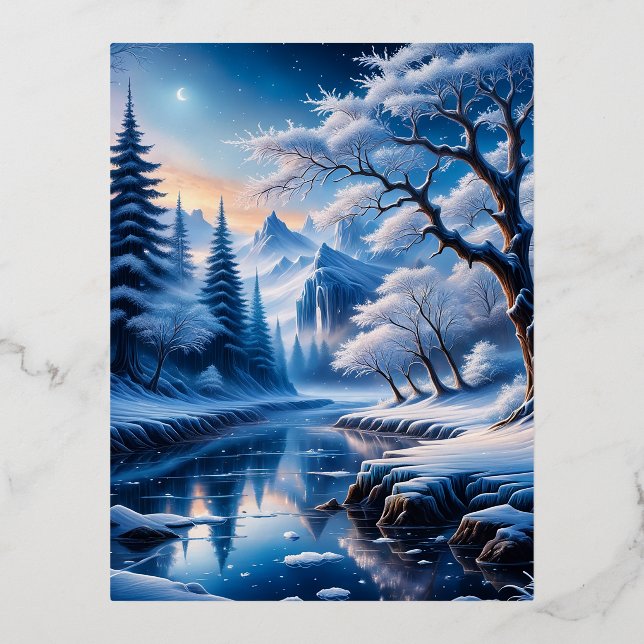 Frosty Stardust winters are magical. The air is co Foil Holiday Postcard (Front)