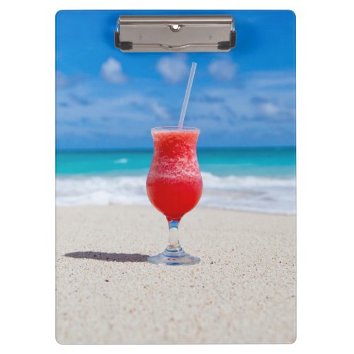Frosty Strawberry Drink on the Beach Clipboard