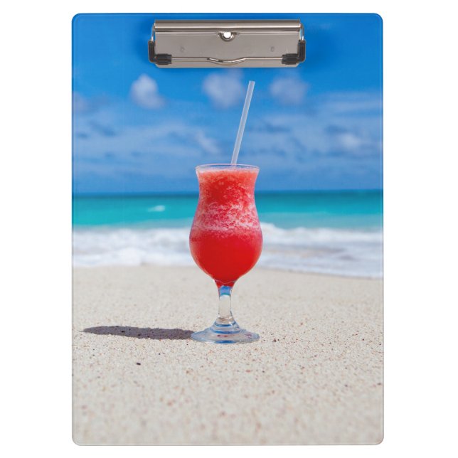 Frosty Strawberry Drink on the Beach Clipboard (Front)
