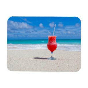 Frosty Strawberry Drink on the Beach Magnet