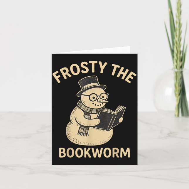 Frosty The Bookworm Snowman Reading  Card (Front)
