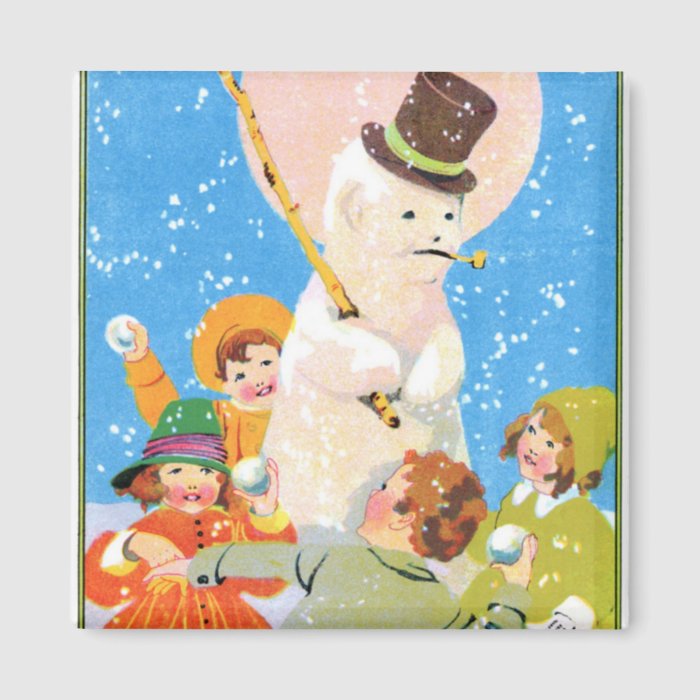 Frosty The Snowman and Children Refrigerator Magnet