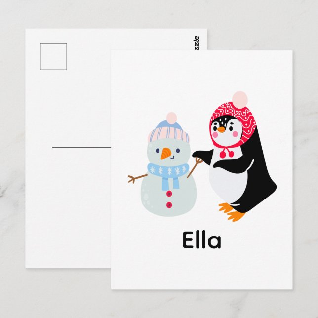 Frosty the Snowman and Penguin Postcard (Front/Back)