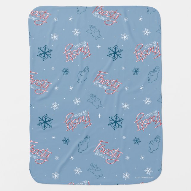 Frosty the Snowman Blue Snowflake Pattern Baby Blanket (Front)