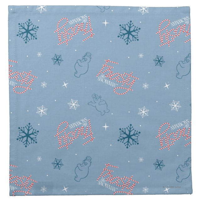 Frosty the Snowman Blue Snowflake Pattern Cloth Napkin (Front)