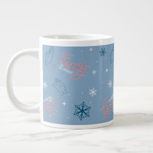 Frosty the Snowman Blue Snowflake Pattern Giant Coffee Mug