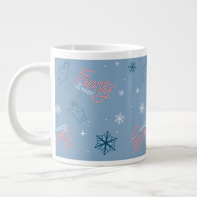 Frosty the Snowman Blue Snowflake Pattern Giant Coffee Mug (Left)