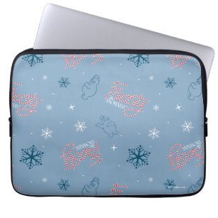 Frosty the Snowman Blue Snowflake Pattern Laptop Sleeve