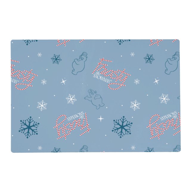 Frosty the Snowman Blue Snowflake Pattern Placemat (Front)