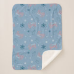 Frosty the Snowman Blue Snowflake Pattern Sherpa Blanket