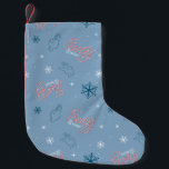 Frosty the Snowman Blue Snowflake Pattern Small Christmas Stocking<br><div class="desc">Chill out with Frosty the Snowman in this fun winter holiday pattern,  featuring Frosty waving amongst falling snow and his candy cane logo! This pattern is great on gift wrap,  cozy fleece blankets,  and party supplies. Shop this design on many more custom Zazzle products!</div>