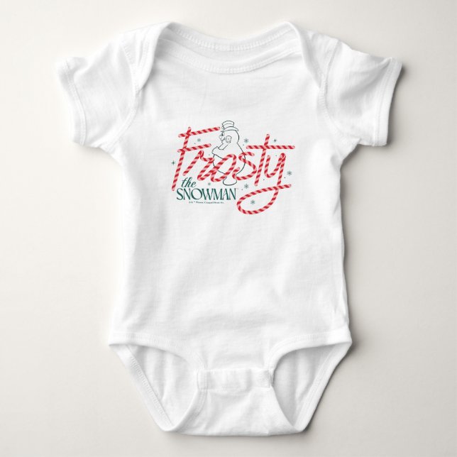 Frosty the Snowman Candy Cane Logo Baby Bodysuit (Front)