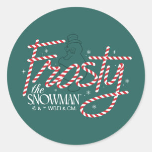 Frosty the Snowman Candy Cane Logo Classic Round Sticker