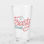 Frosty the Snowman Candy Cane Logo Glass<br><div class="desc">Spread the magic this holiday season with Frosty the Snowman! Check out this festive candy cane style Frosty the Snowman logo on a cozy sweater,  mug,  or send greetings on a personalized card! Shop this desgin on more custom Zazzle gifts!</div>