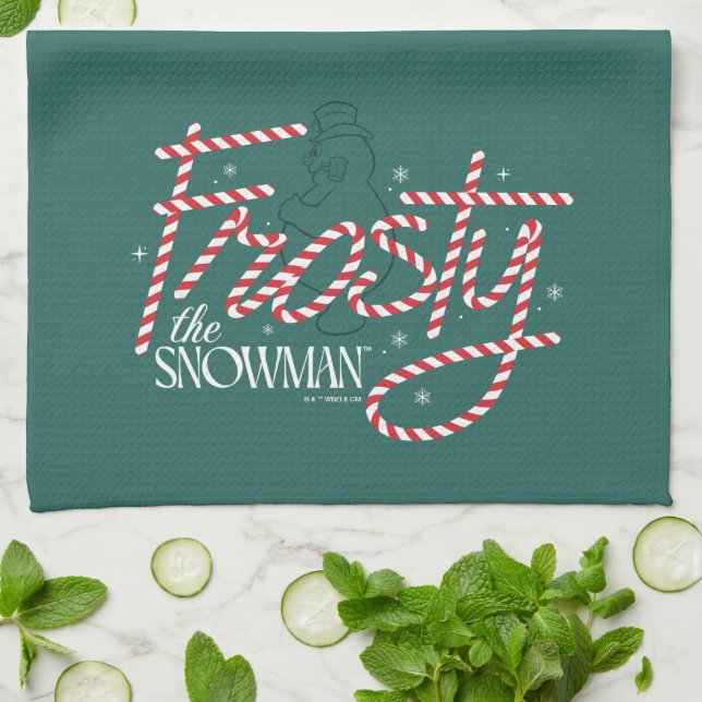 Frosty the Snowman Candy Cane Logo Kitchen Towel (Folded)