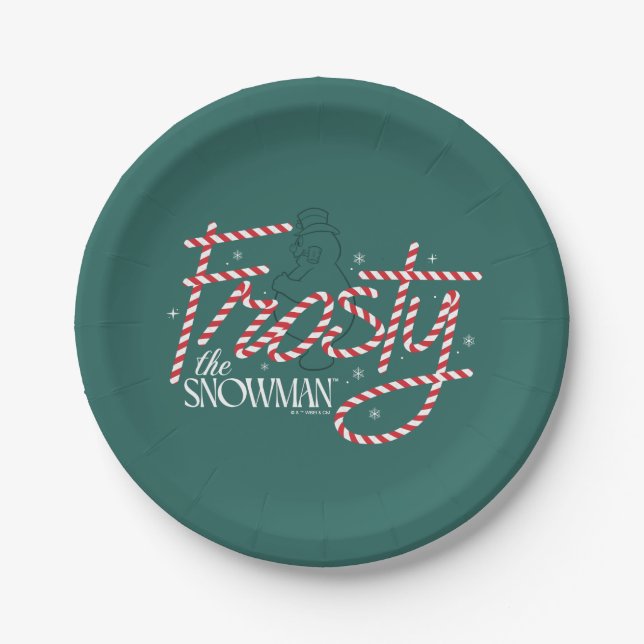 Frosty the Snowman Candy Cane Logo Paper Plates (Front)