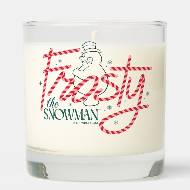 Frosty the Snowman Candy Cane Logo Scented Candle (Front)