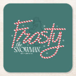 Frosty the Snowman Candy Cane Logo Square Paper Coaster<br><div class="desc">Spread the magic this holiday season with Frosty the Snowman! Check out this festive candy cane style Frosty the Snowman logo on a cozy sweater,  mug,  or send greetings on a personalized card! Shop this desgin on more custom Zazzle gifts!</div>