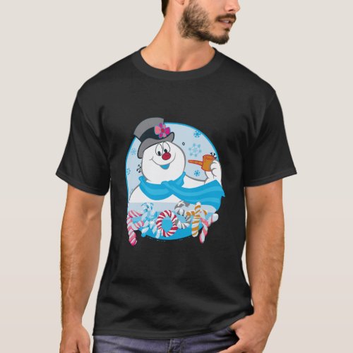 Frosty The Snowman Candy Letters Portrait T_Shirt