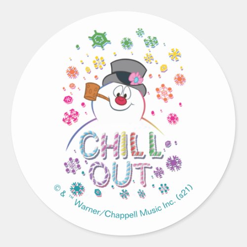 Frosty the Snowman  Chill Out Rainbow Colors Classic Round Sticker