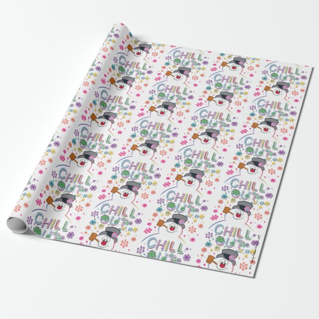 Frosty the Snowman™ | "Chill Out" Rainbow Colors Wrapping Paper (Unrolled)