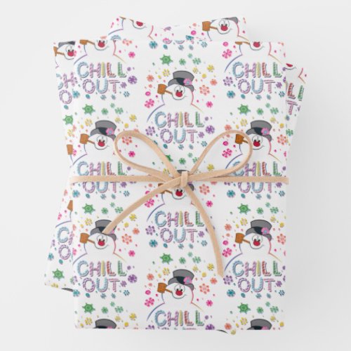 Frosty the Snowman  Chill Out Rainbow Colors Wrapping Paper Sheets