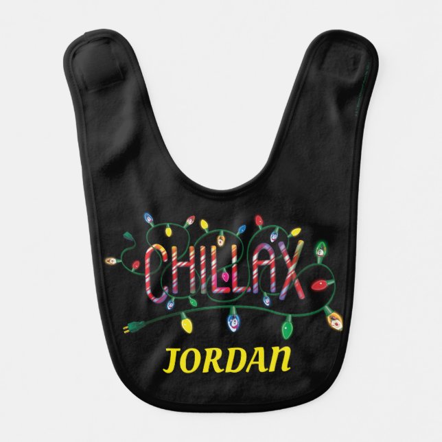Frosty the Snowman™ | "Chillax" Holiday Lights Baby Bib (Front)