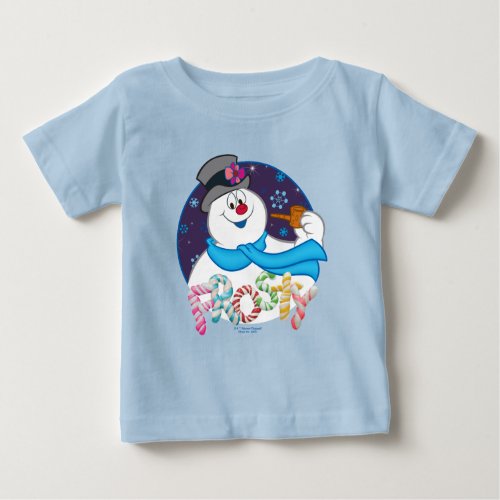 Frosty the Snowman  Colorful Candy Cane Name Baby T_Shirt