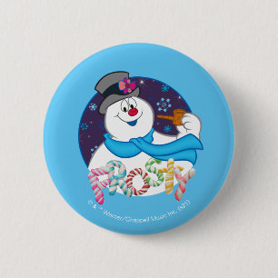 Frosty the Snowman™   Colorful Candy Cane Name Button