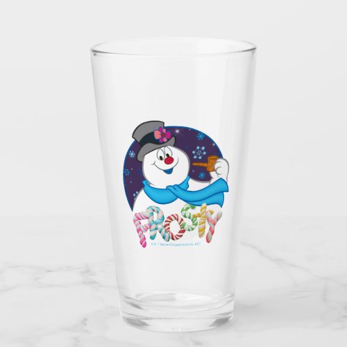 Frosty the Snowman  Colorful Candy Cane Name Glass